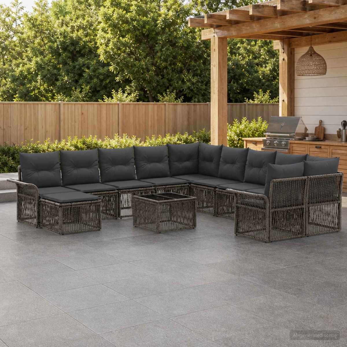 Havesofa Sæt 12 stk. polyrattan