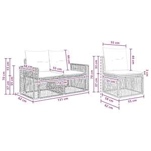 Sada zahradních pohovek 4 pcs Černá a krémově bílá polyratan - obrázek 6