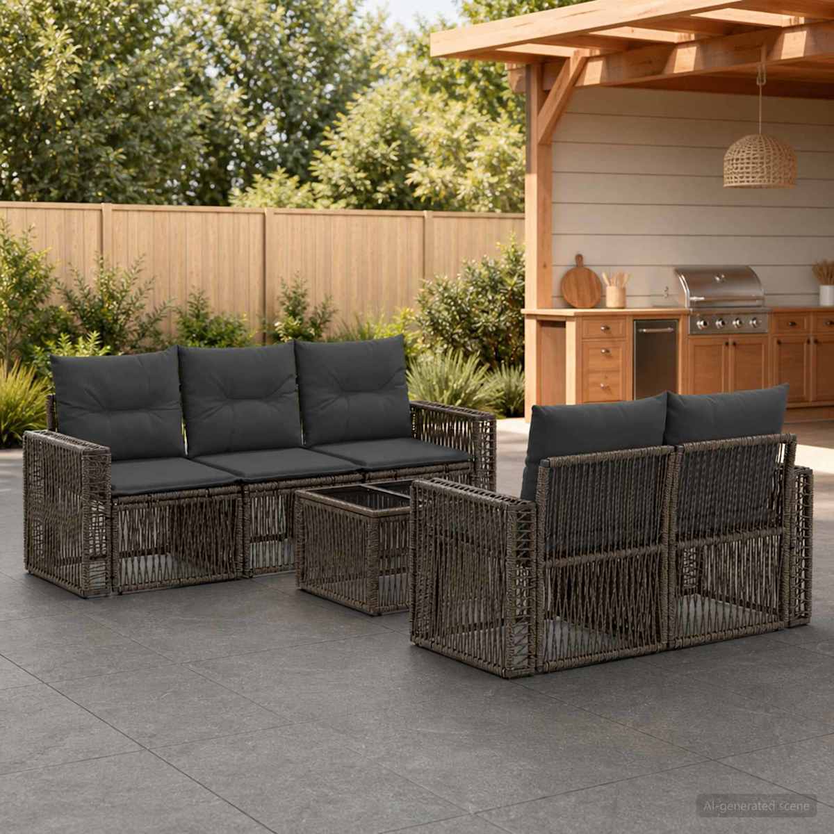 Havesofa Sæt 6 stk. polyrattan