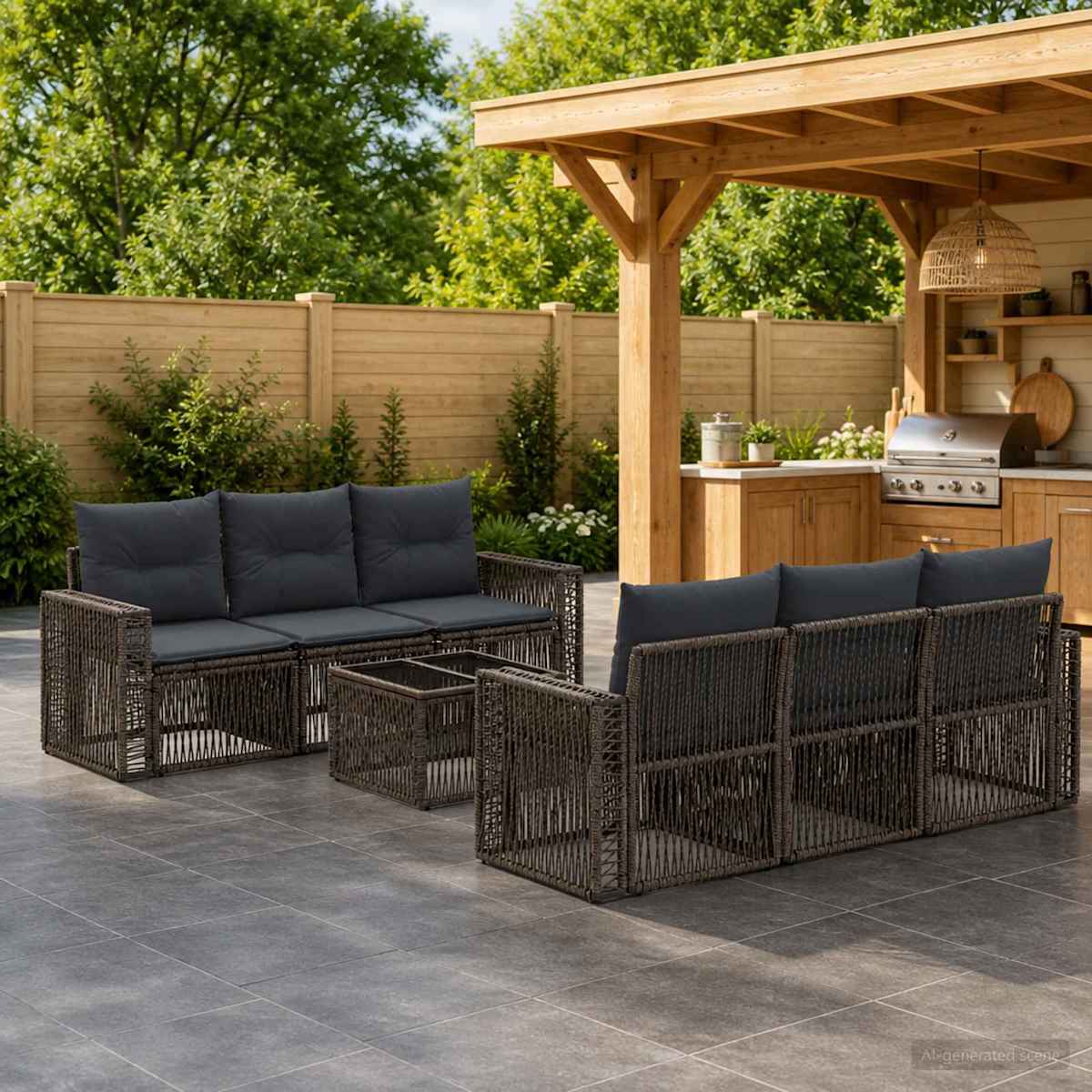 Havesofa Sæt 7 stk. polyrattan