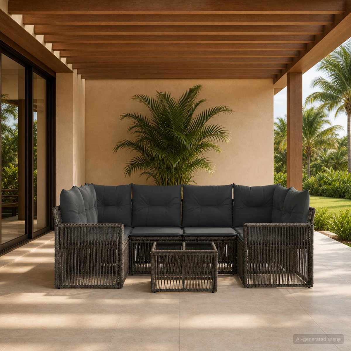 Havesofa Sæt 7 stk. polyrattan