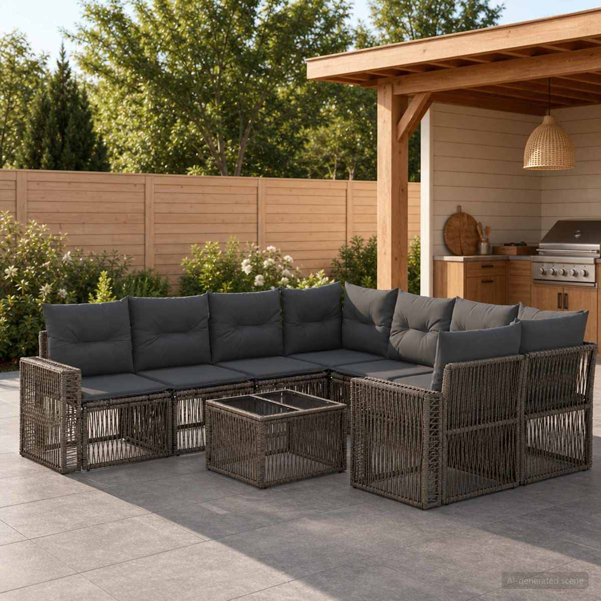 Havesofa Sæt 9 stk. polyrattan