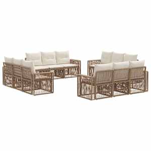 Vrtna sedežna garnitura 12 pcs Bež in smetanasto bela