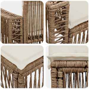 Sada zahradních pohovek 5 pcs Beige a krémová bílá polyratan - obrázek 4
