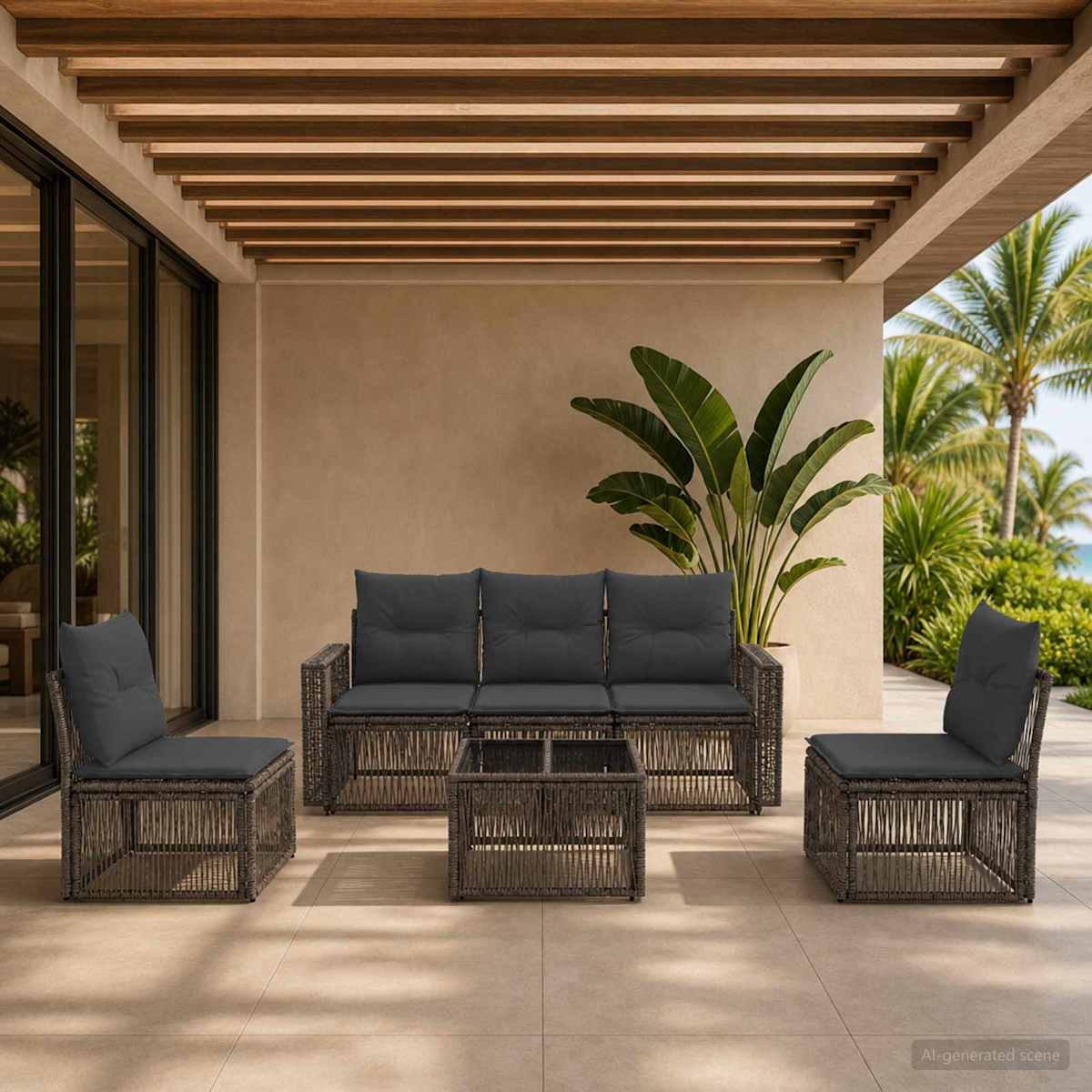 Havesofa Sæt 6 stk. polyrattan