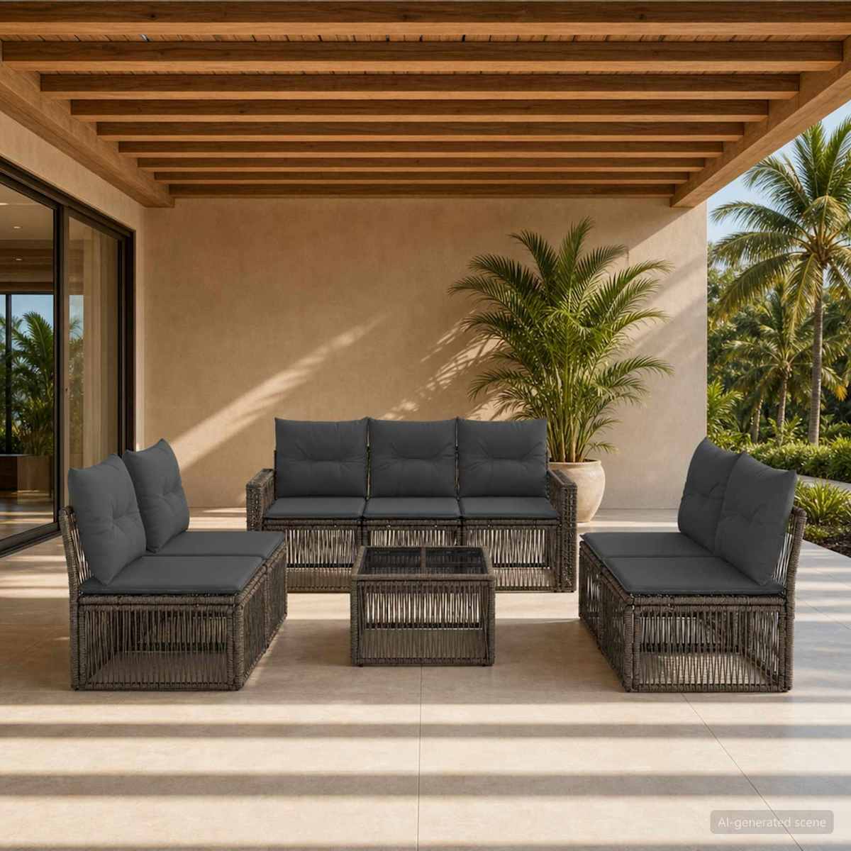 Havesofa Sæt 8 stk. polyrattan
