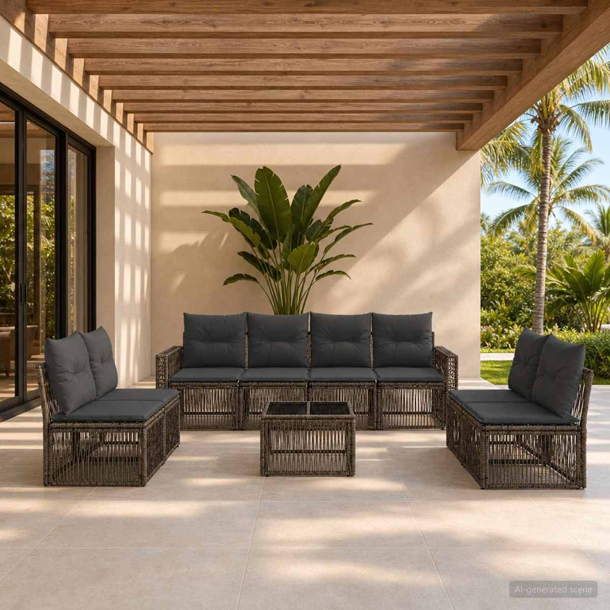 Havesofa Sæt 9 stk. polyrattan