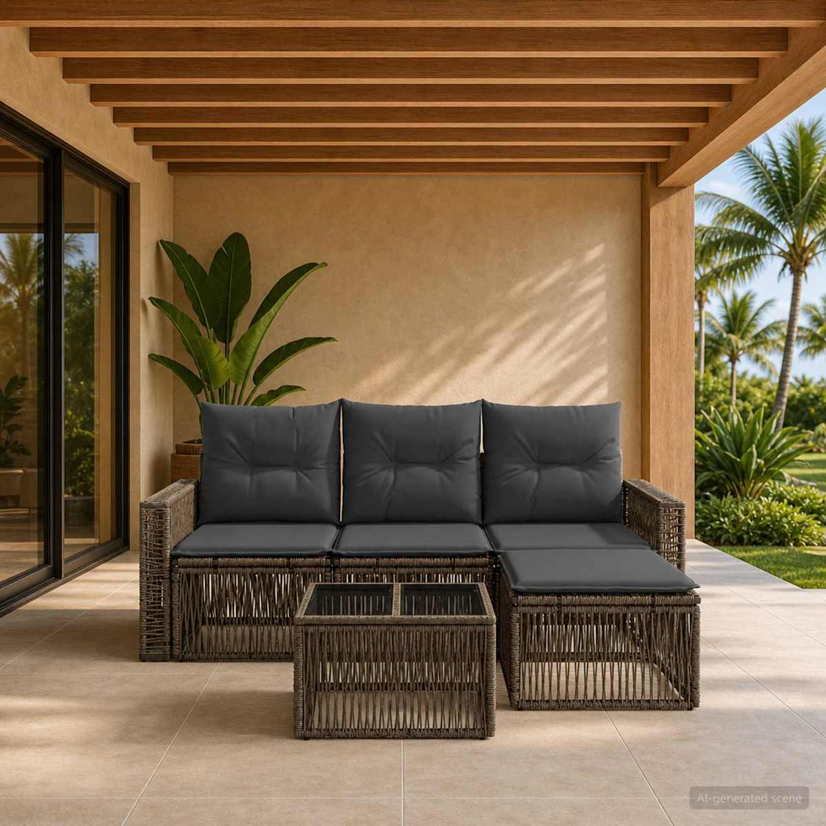 Havesofa Sæt 5 stk. polyrattan