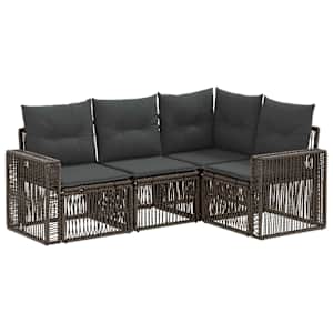Vrtna sedežna garnitura 4 pcs Siva in temno siva poli ratan