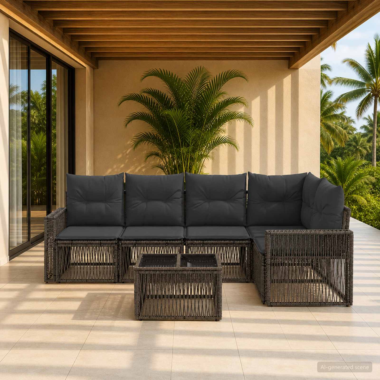 Set Divano da Giardino 6 pcs Grigio e Grigio Scuro polyrattan - immagine prodotto
