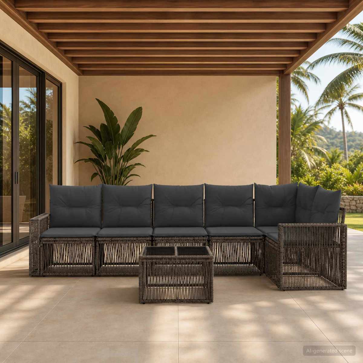Havesofa Sæt 7 stk. polyrattan