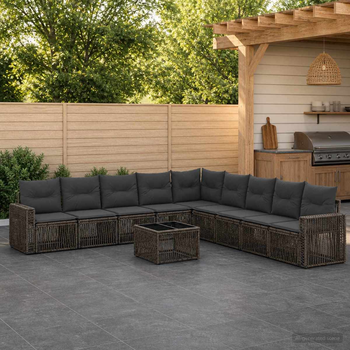 Havesofa Sæt 10 stk. polyrattan