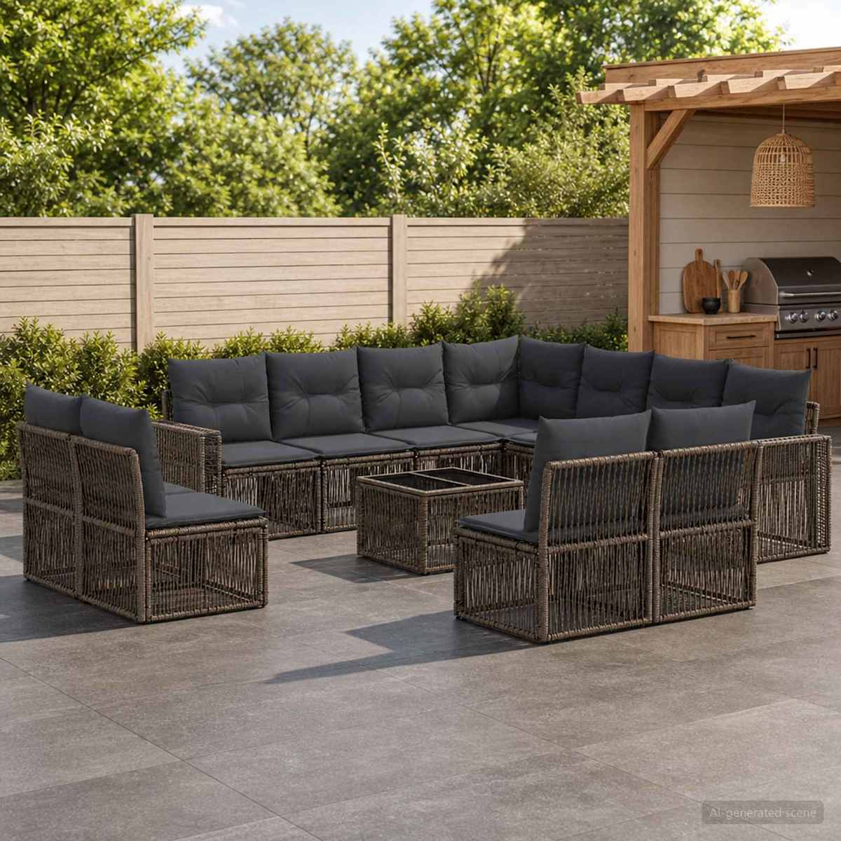 Havesofa Sæt 12 stk. polyrattan