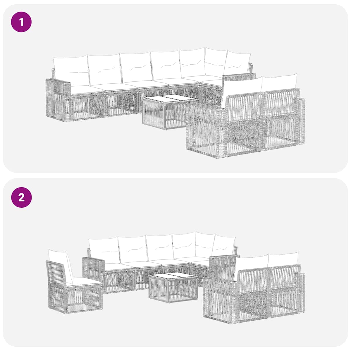 Havesofa Sæt 9 stk. polyrattan - Billede 8