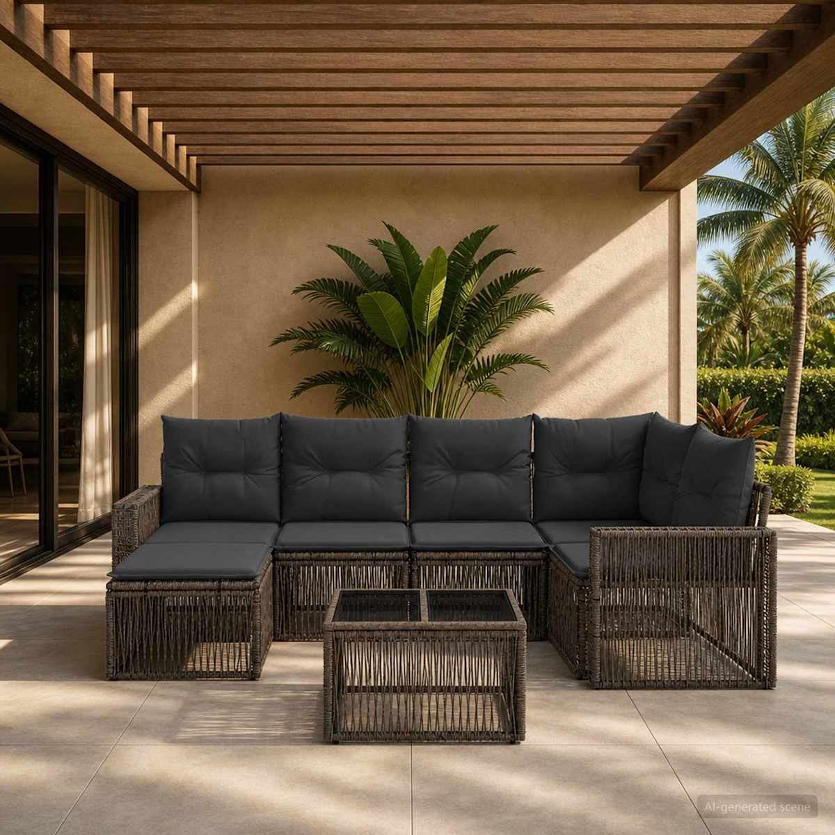 Havesofa Sæt 7 stk. polyrattan