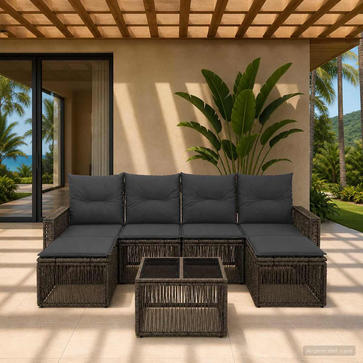 Havesofa Sæt 7 stk. polyrattan