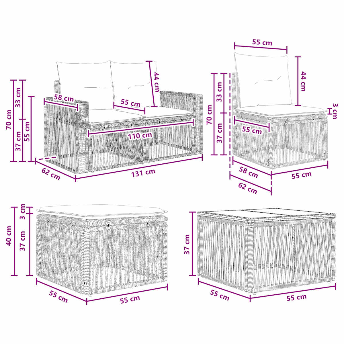 Havesofa Sæt 8 stk. polyrattan - Billede 10