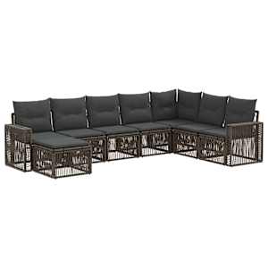 Vrtna sedežna garnitura 8 pcs Siva in temno siva poli ratan