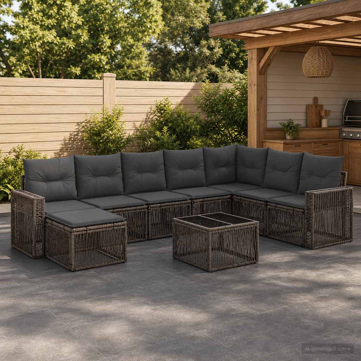 Havesofa Sæt 9 stk. polyrattan