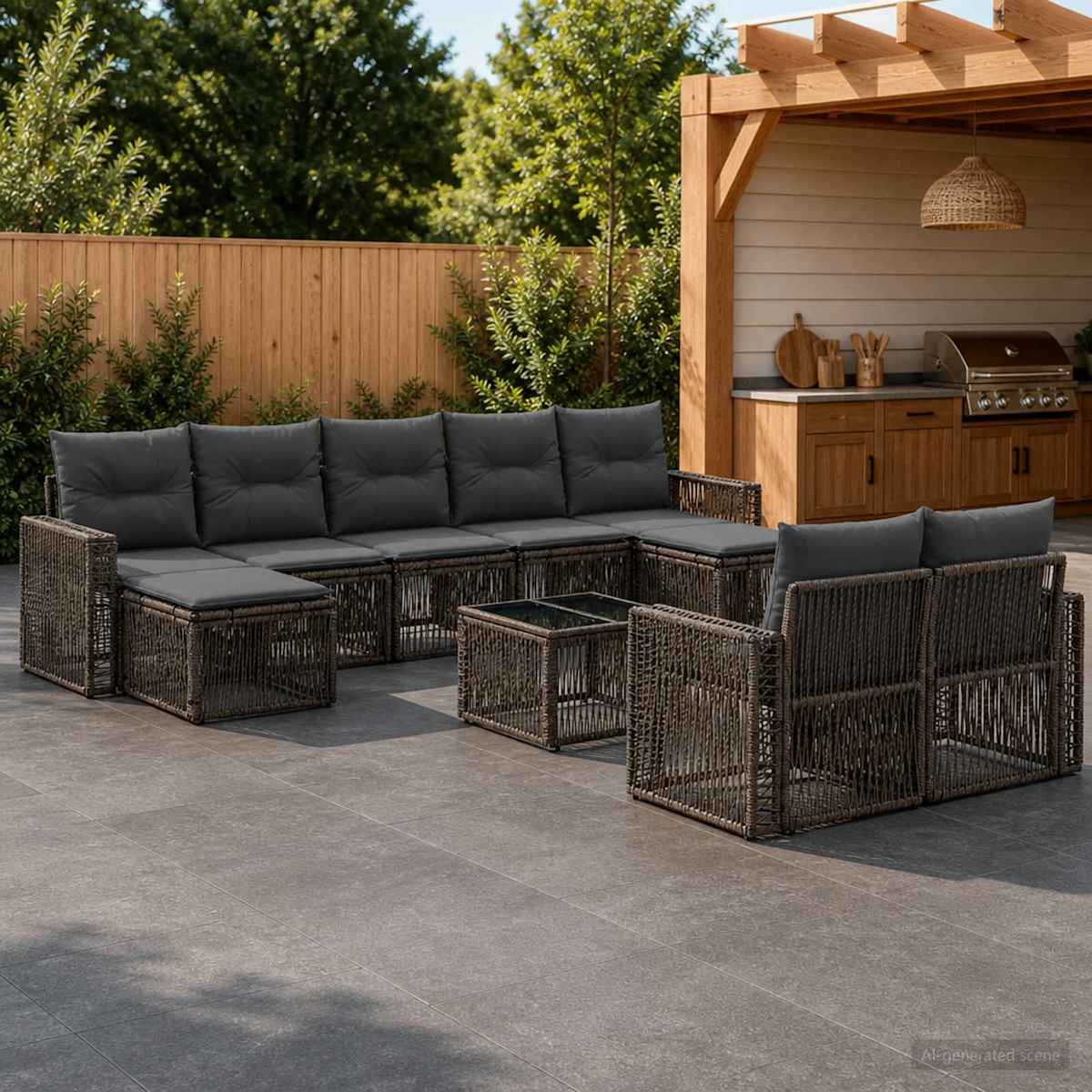Havesofa Sæt 10 stk. polyrattan