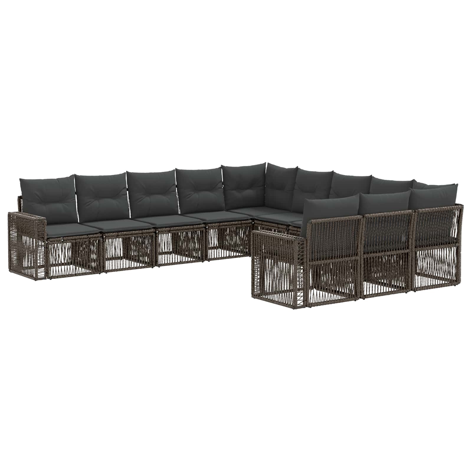 Vrtna sedežna garnitura 11 pcs Siva in temno siva poli ratan