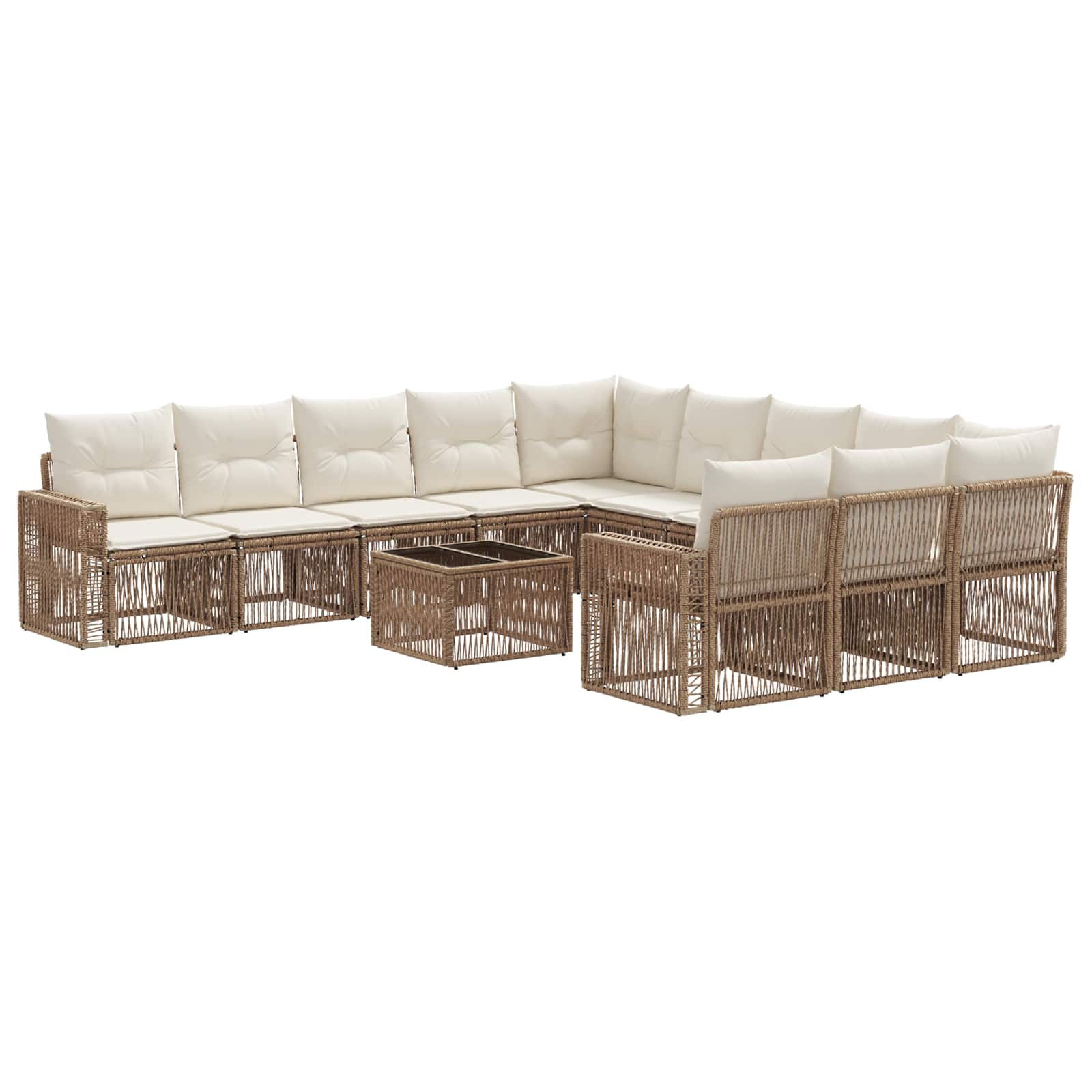 Sada zahradních pohovek 12 pcs Beige a krémová bílá polyratan
