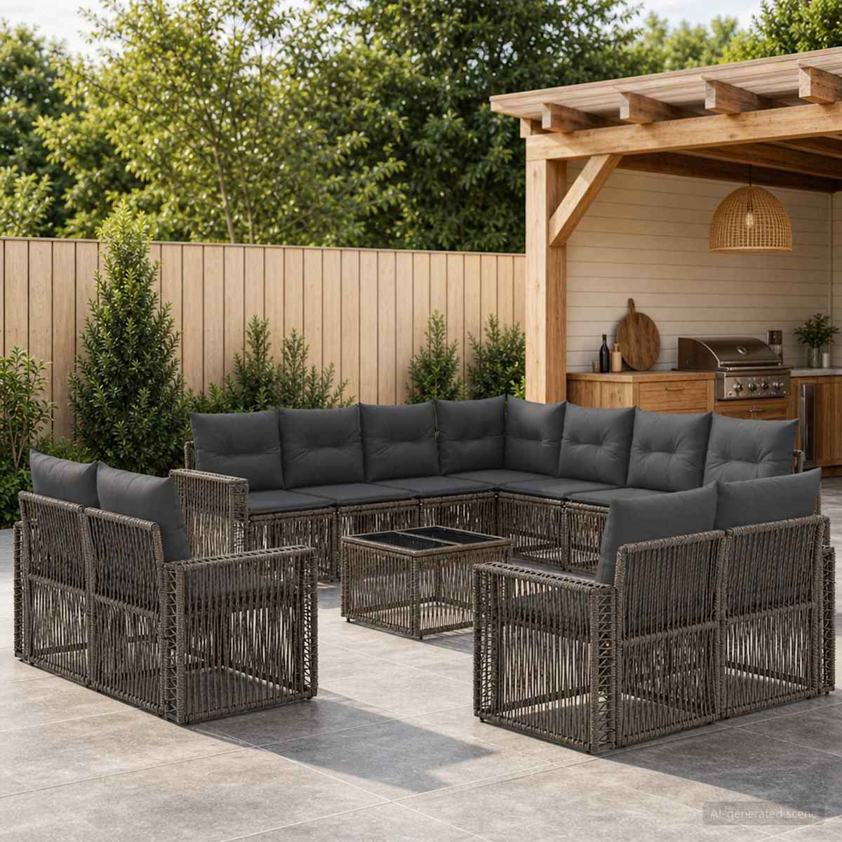 Havesofa Sæt 12 stk. polyrattan