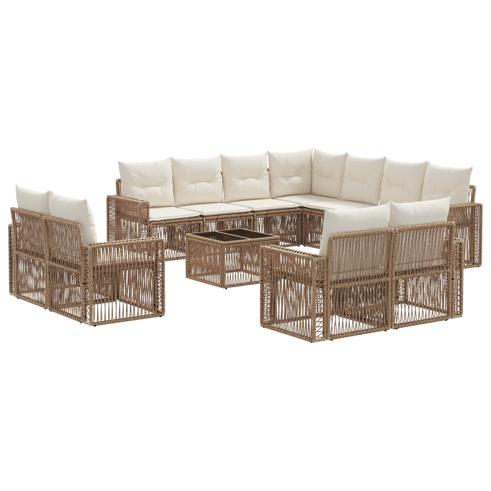 Sada zahradních pohovek 12 pcs Beige a krémová bílá polyratan