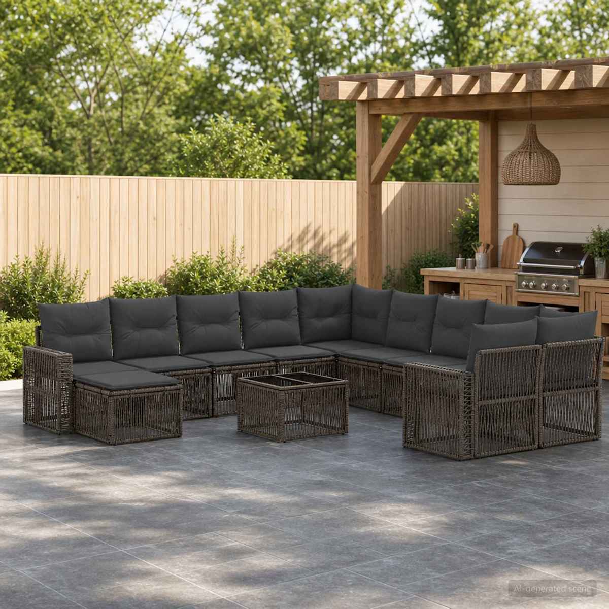 Havesofa Sæt 12 stk. polyrattan