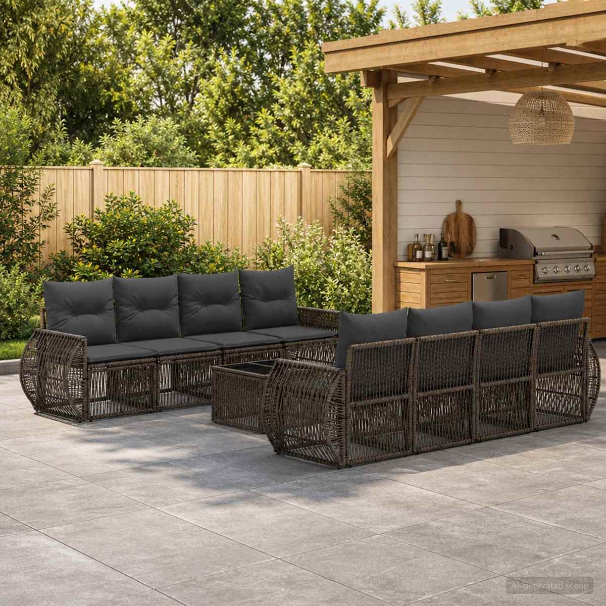 Havesofa Sæt 9 stk. polyrattan