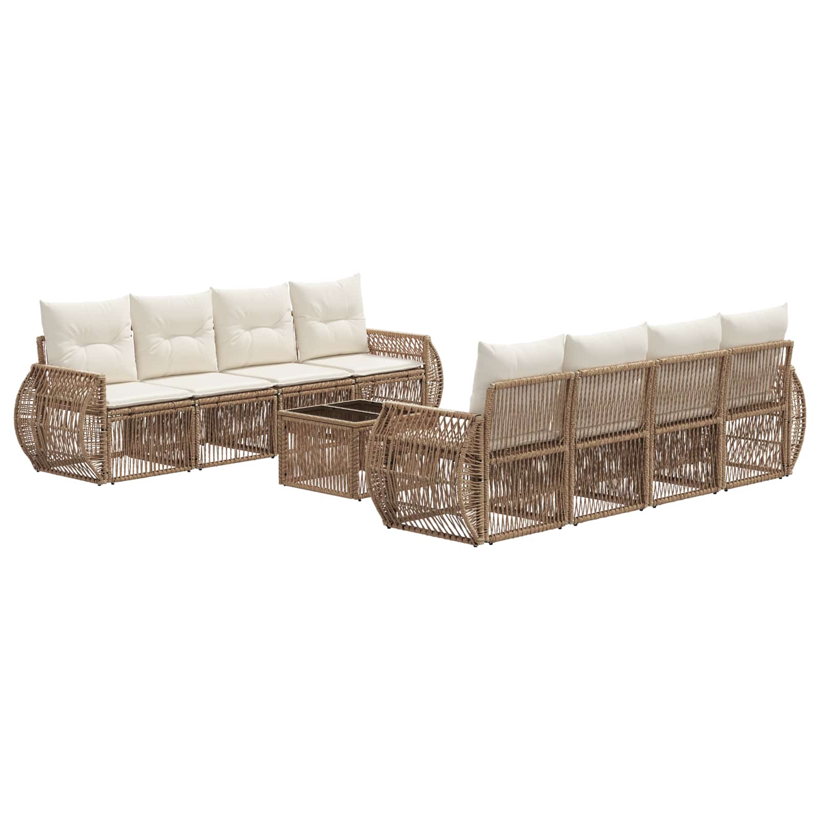 Tuinbankenset 9 st Beige poly rattan - Afbeelding 2