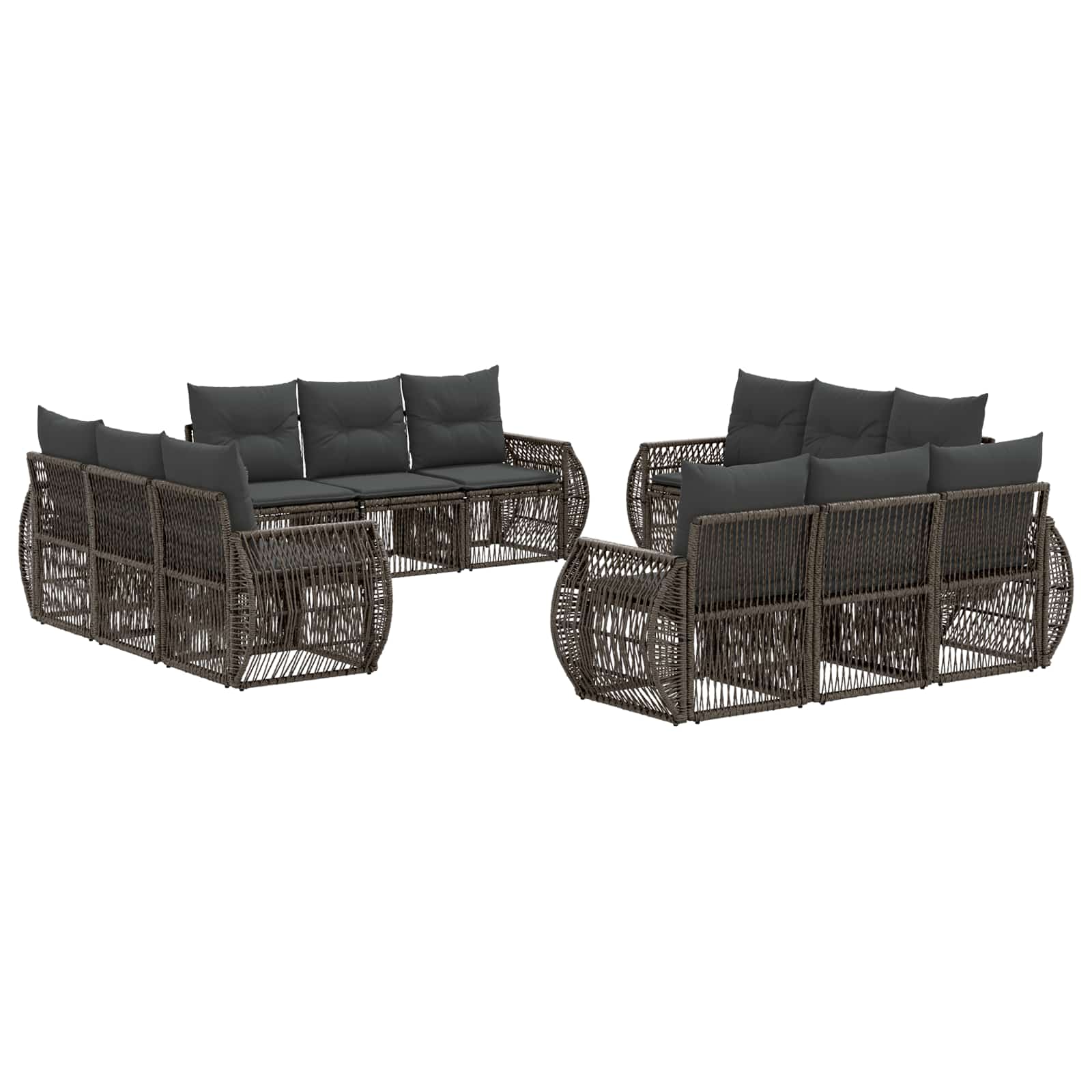 Vrtna sedežna garnitura 12 pcs Siva in temno siva poli ratan