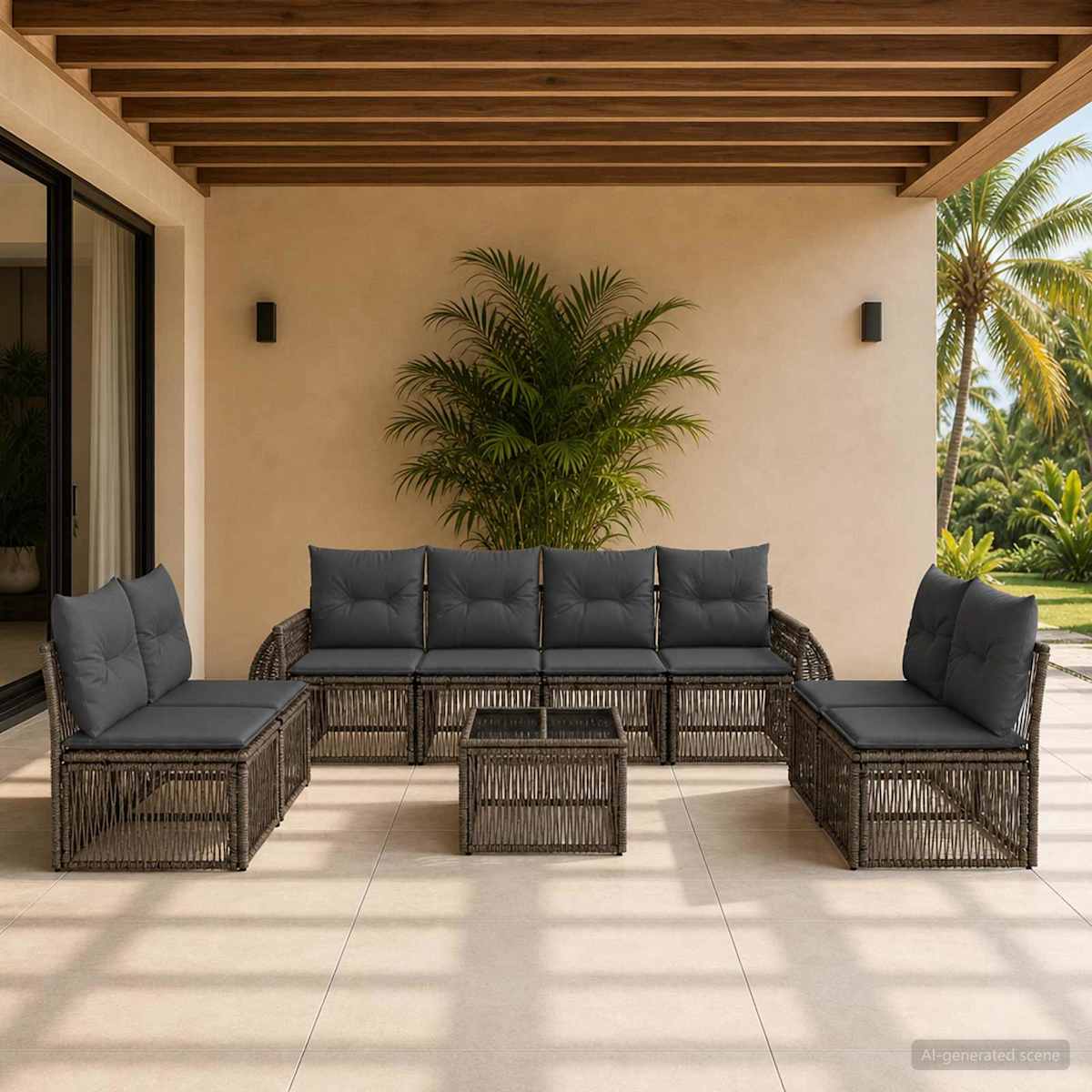 Havesofa Sæt 9 stk. polyrattan