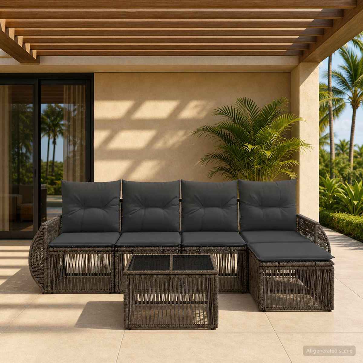 Havesofa Sæt 6 stk. polyrattan