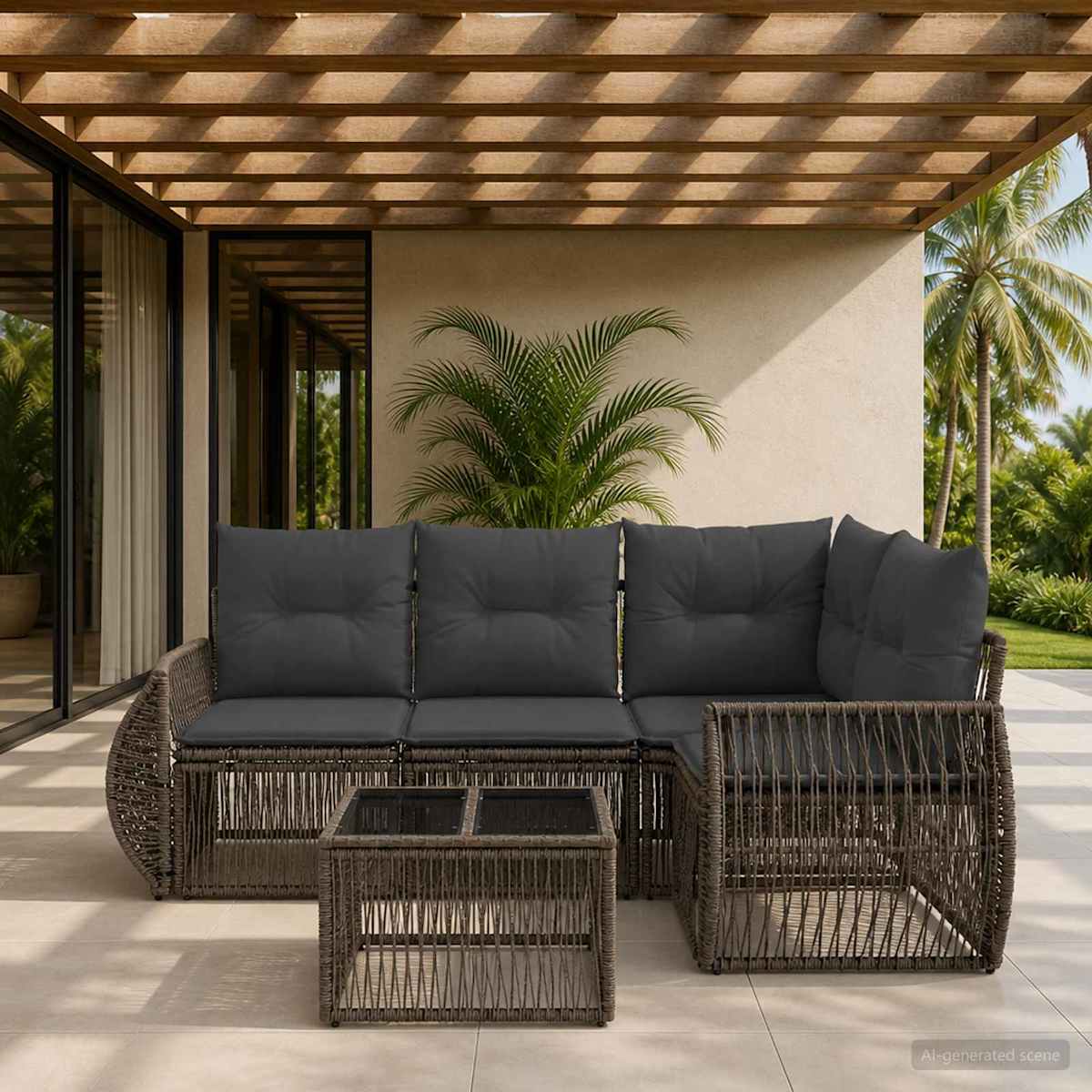 Havesofa Sæt 5 stk. polyrattan