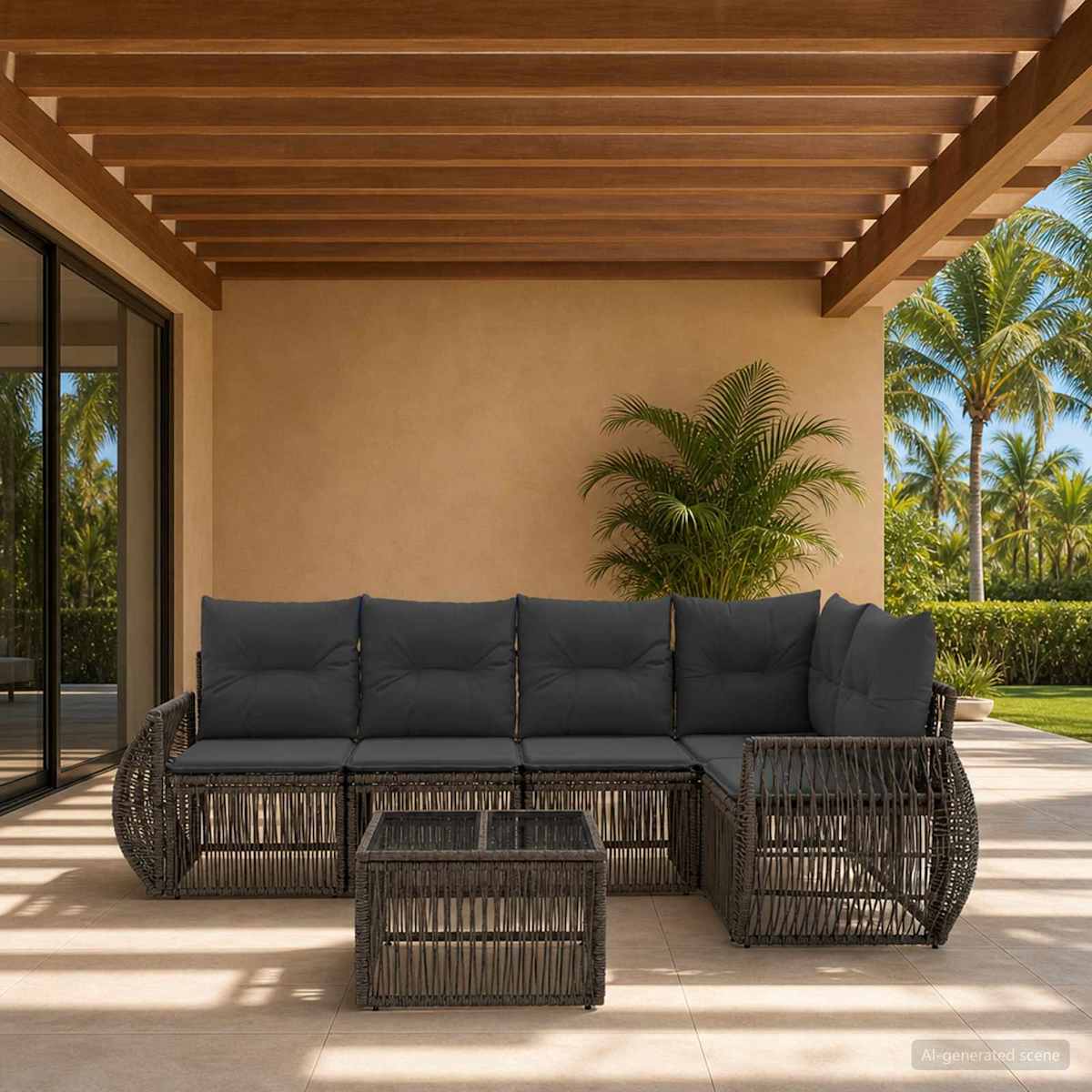 Havesofa Sæt 6 stk. polyrattan