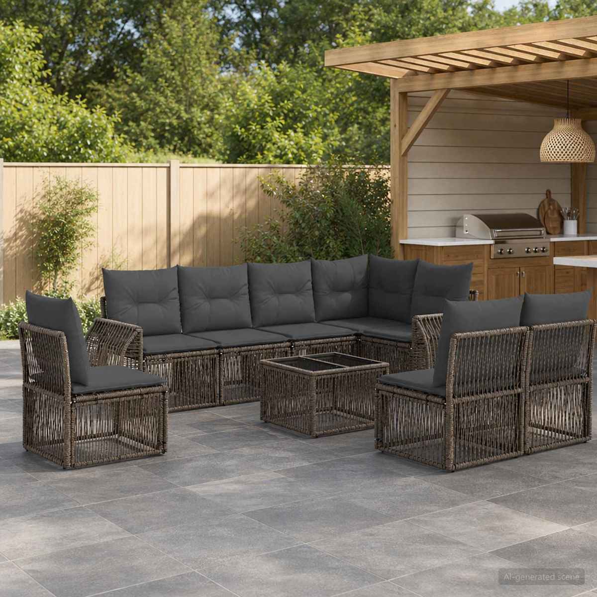 Havesofa Sæt 9 stk. polyrattan