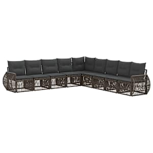 Vrtna sedežna garnitura 9 pcs Siva in temno siva poli ratan