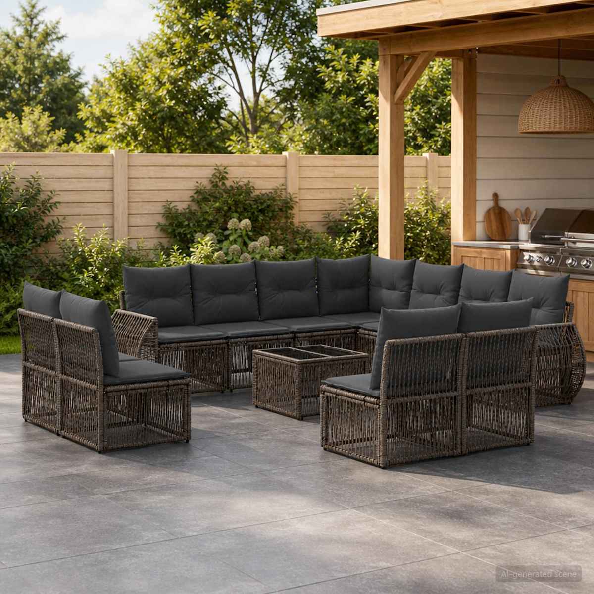 Havesofa Sæt 12 stk. polyrattan