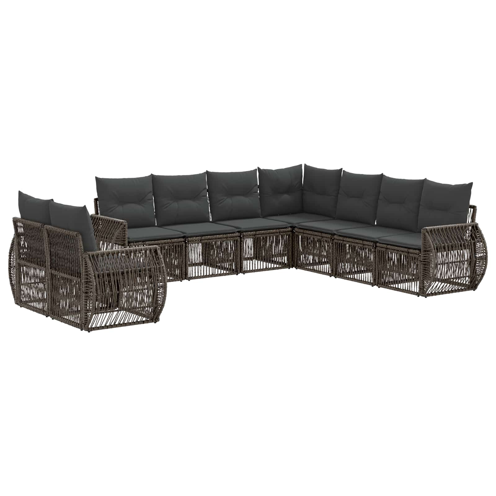 Vrtna sedežna garnitura 9 pcs Siva in temno siva poli ratan