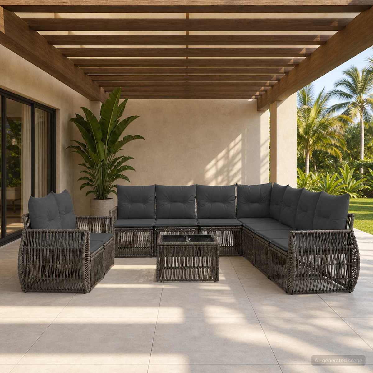 Havesofa Sæt 10 stk. polyrattan