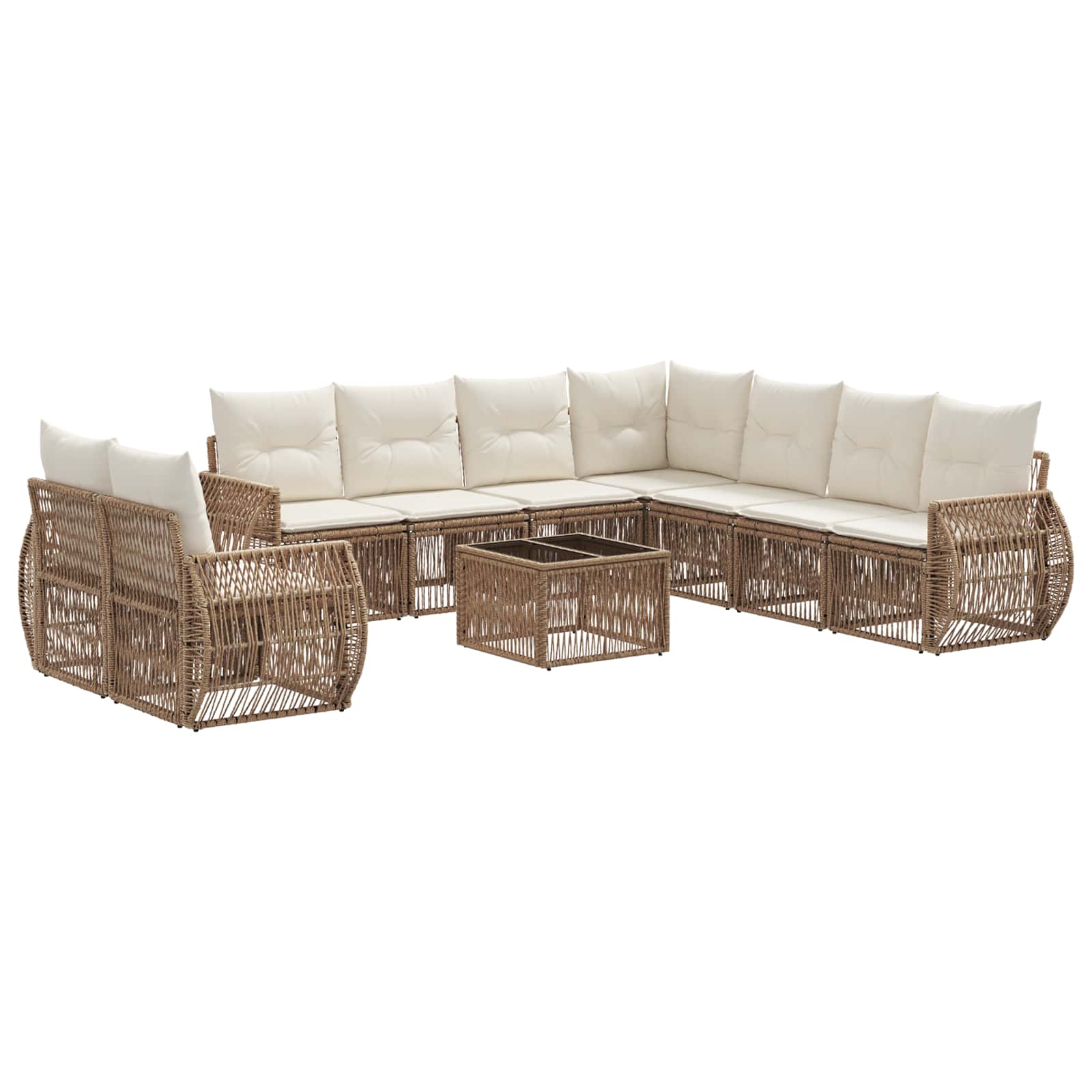 Sada zahradních pohovek 10 pcs Beige a krémová bílá polyratan