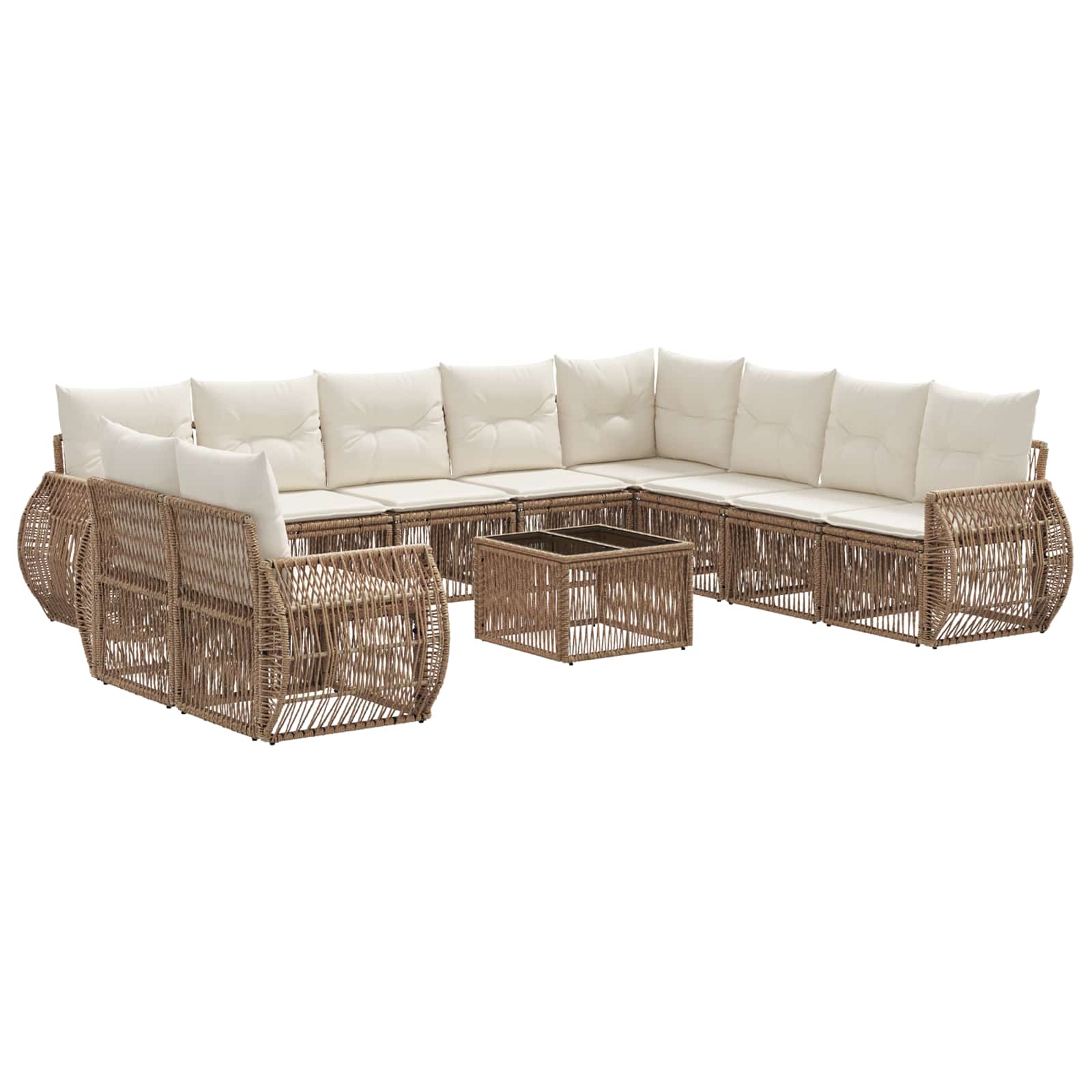 Sada zahradních pohovek 11 pcs Beige a krémová bílá polyratan