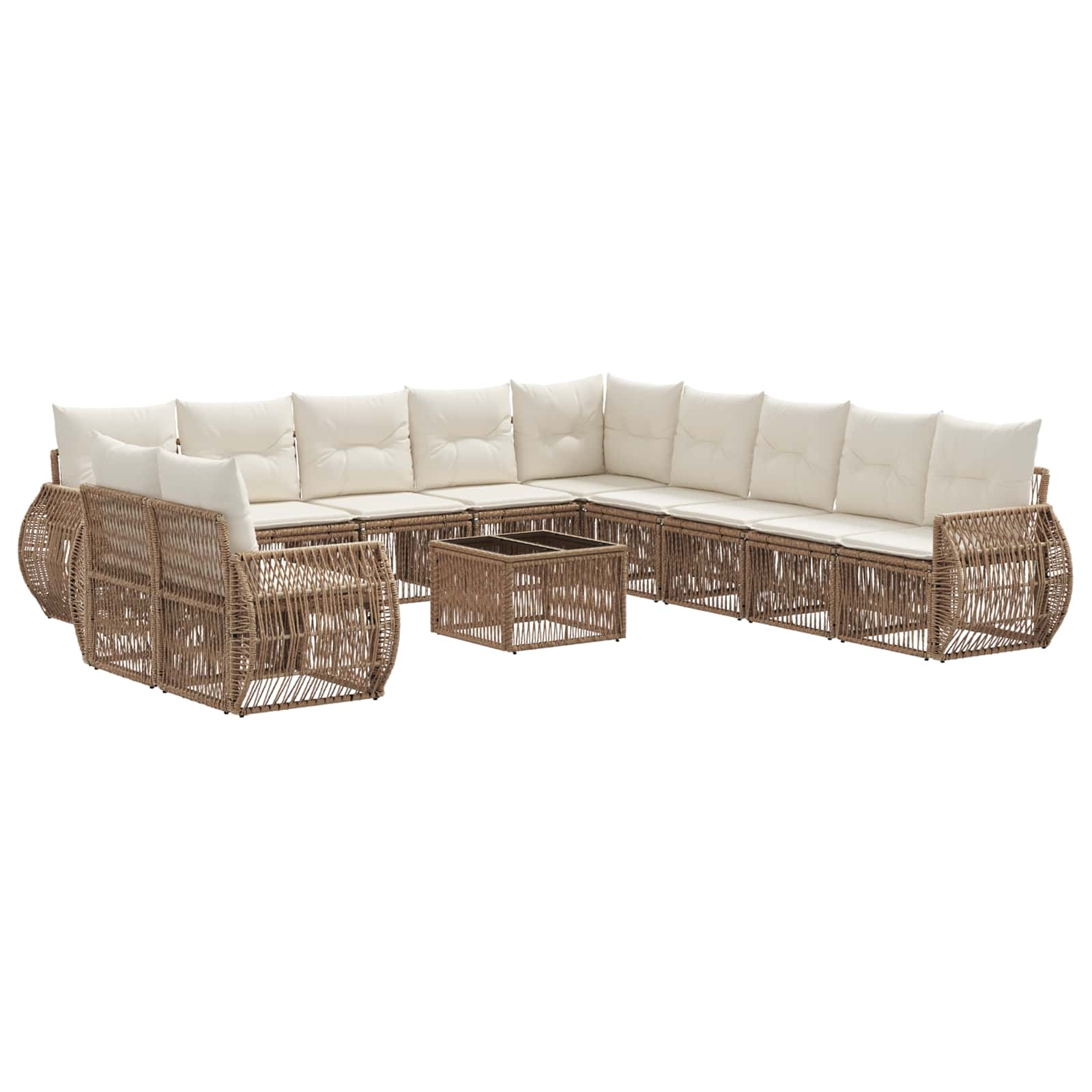 Sada zahradních pohovek 12 pcs Beige a krémová bílá polyratan