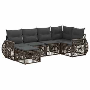 Vrtna sedežna garnitura 6 pcs Siva in temno siva poli ratan