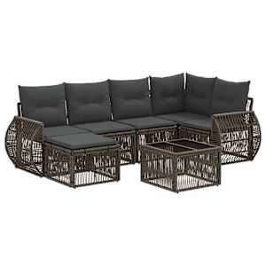vidaXL Aia Diivanikomplekt 7 tk Hall ja tumehall pol&uuml;rotang