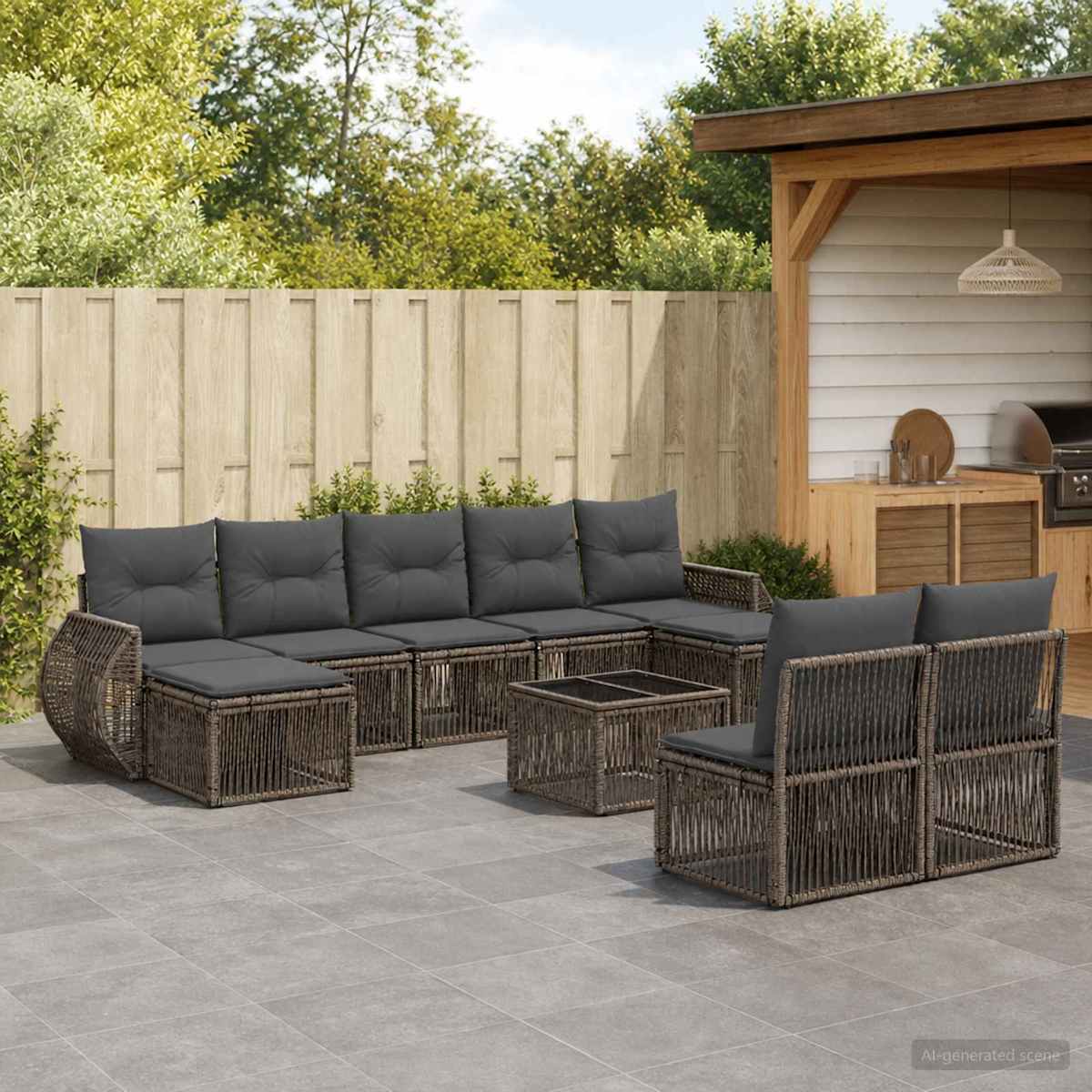 Havesofa Sæt 10 stk. polyrattan