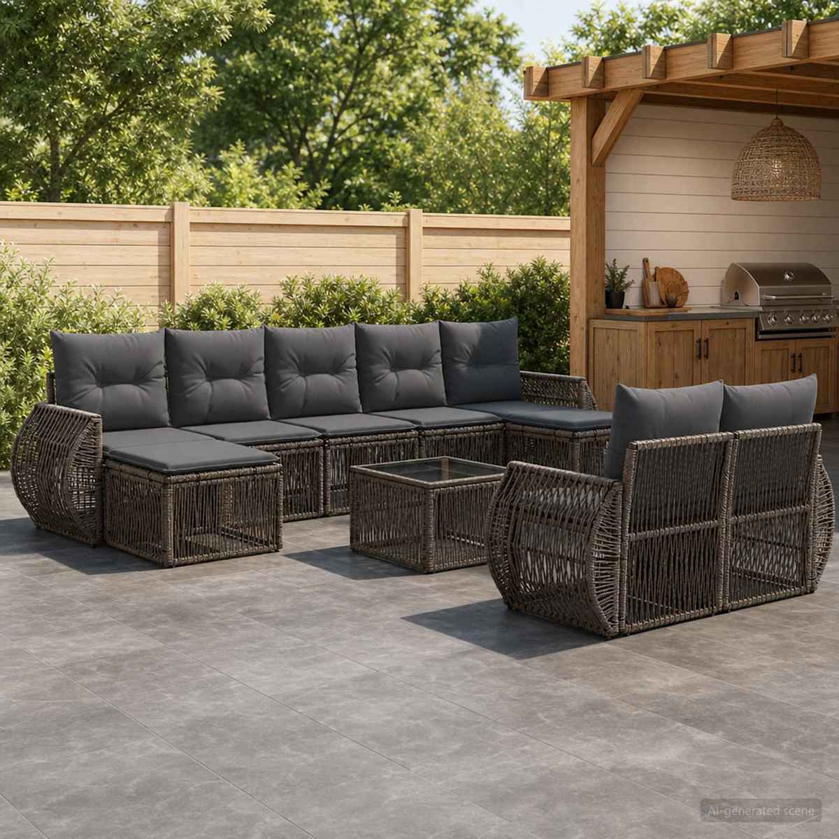 Havesofa Sæt 10 stk. polyrattan
