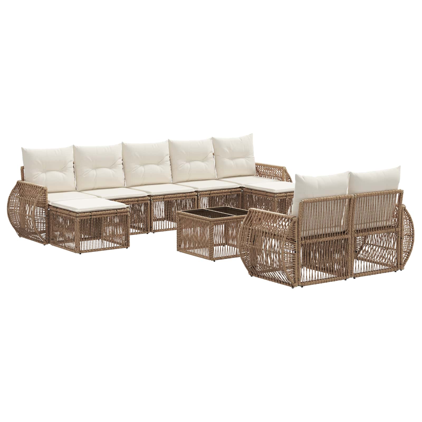 Sada zahradních pohovek 10 pcs Beige a krémová bílá polyratan