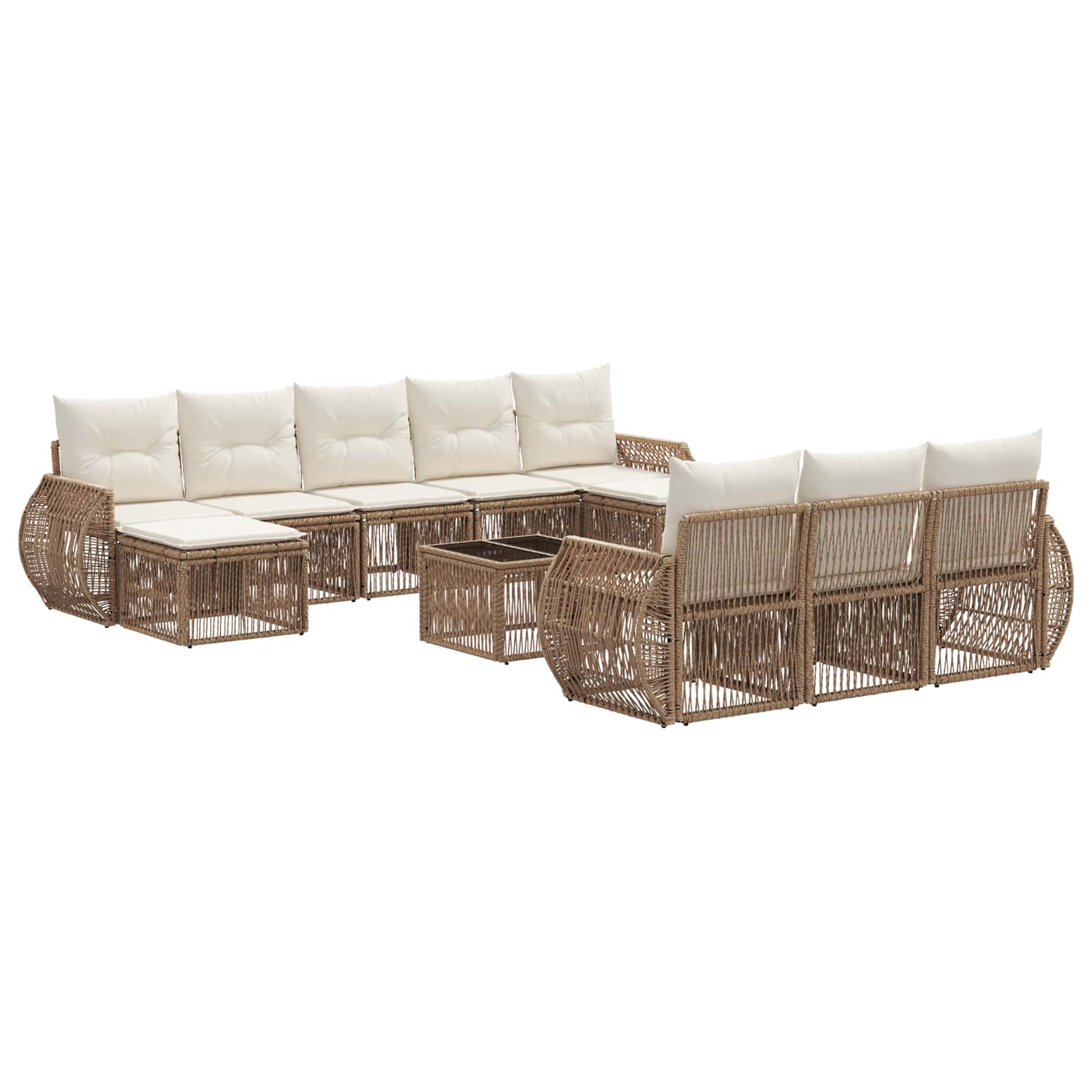 Sada zahradních pohovek 11 pcs Beige a krémová bílá polyratan